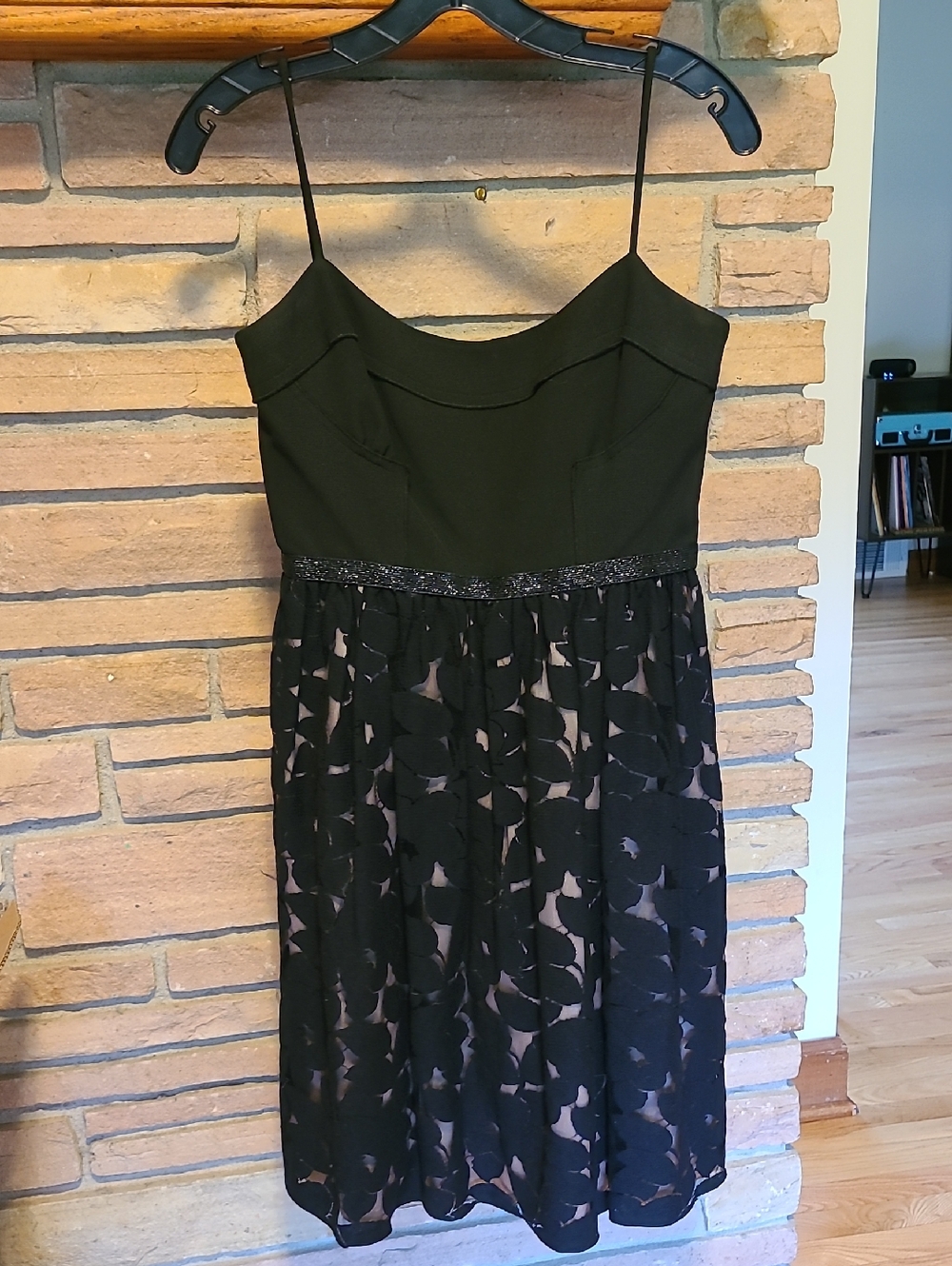 Cynthia Steffe Black Lace-Overlay A-line Dress